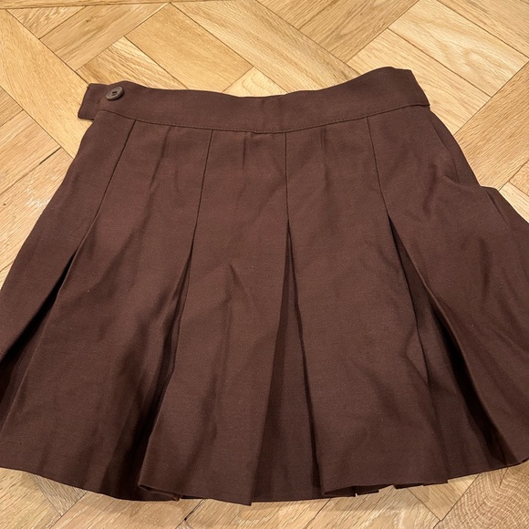 Brown Pleated Skater Mini Tennis Skirt US0 NWT - Picture 5 of 6